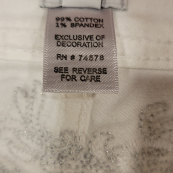 Cache SZ 8 White Embellished Crop Skinny Stretch Jeans - Picture 9 of 12